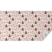 Noel Desenli Dikdörtgen Masa Örtüsü 60x102 İnç, Su Geçirmez Ve Leke Tutmaz-a63 Beyaz