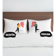 Bk Gift Kişiye Özel Sevgili Tasarımlı Pamuklu Yastık Kılıfı Ve Göz Bandı Çift Uyku Seti-13, Tasarım Ev Tekstili, Uyku Bandı, Ev Hediyesi