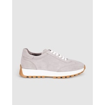 Açık Gri Süet Hakiki Deri Kadın Sneaker Ayakkabı