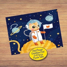 Kedi Astronot İp Gezegen 24 Parça Çocuklara Özel Yapboz Tablo-51