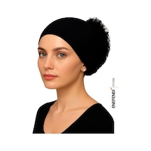 Lexroo Silikonlu Fırfırlı Bone Kaymayan Topuz Bonesi Dikişsiz Siyah Konforlu Şık Pratik Bone