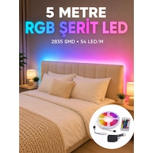 2835 Rgb Şerit Led 5 Metre 54 Led/m Uzaktan Kumandalı Renkli Dekorasyon Işığı Diğer