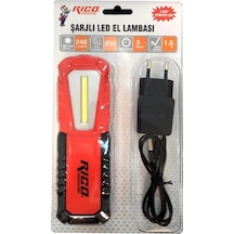 Rico Rc0037 240 Lümens Şarjlı Led El Feneri El Lambası  Mıktanıslı Kırmızı - Siyah