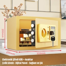 20'lik Elektronik Şifreli Ve Anahtarlı Çelik Para Kasası Dijital Panelli, 31 20 20 Cm