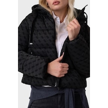 Guess New Daisy Suya Dayanıklı 4g Logolu Kapüşonlu Mont W6bl56w4195 Kadın Mont W6bl56 W4195 Jblk Siyah