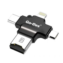 Go Des GD-DK101 4 in 1 Micro SD Hafıza Kartı Okuyucu USB / Type-C / Lightning / Micro - ZORE-253399