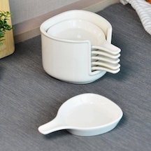 Paçii Ella 6'lı Köşeli Porselen Sosluk - Beyaz - 8 Cm Renkli