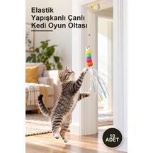 10 Adet Elastik Yapışkanlı Çanlı Kedi Oyun Oltası