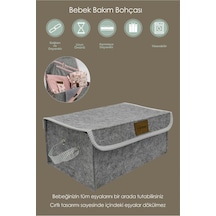 Mordesign Saklama Kutusu, Dolap Içi Çamaşır/oyuncak Düzenleyici, Yenidoğan Için Kapaklı Keçe Organizer Gri-gri Ekose