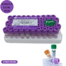 Vacusera K2 Edtalı Tüp 0,5 Ml Pediatrik Mor Kapak 50'li Paket