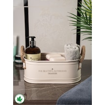 İp Kulplu Baton Metal Banyo Düzenleyici, Banyo Organizeri For Beautiful Bathrooms Organizer Baskı - Krem Krem