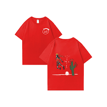 Flood Of Style Kaktüs Jack Basketbol Oynamak T-shirt Erkek Kadın Y2k Rahat Moda Giyim Büyük Boy Saf Pamuk Kı Kırmızı
