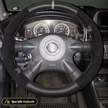 Nissan Almera N16 Dikme Direksiyon Kılıfı Alcantara Süet Mat Karbon Gri Yüzük Ve Dikiş Tekna-luxury-tuşlu 2003-2007 Siyah