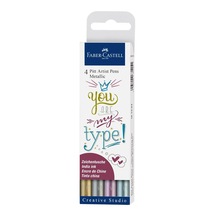 Ayrex Faber-castell Pitt Artist Pen Kaligrafi Seti, 4'lü, Metalik