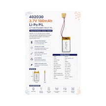 402030 3.7v 180mah Li-po Pil - Lityum Polimer Ciklet Pil
