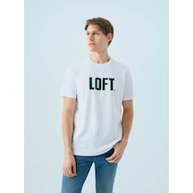 Loft Regular Fit Beyaz-yeşil Erkek T-shirt Lf2040075 Beyaz - Yeşil