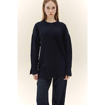 Defacto Loose Fit Bisiklet Yaka Triko Kazak Tunik F4547ax25wnnv105 Lacivert-nv105