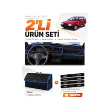 E-biz Lada Samara Enjeksiyonlu 1990-2004 Uyumlu Torpido Örtüsü + Deri Çanta - Siyah-mavi - Ld002