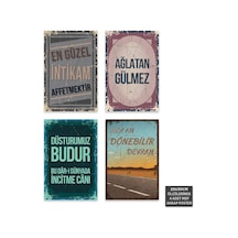 Ps1006 - Türkçe Retro Mdf Ahşap Poster Set 4 Adet - 20x30cm - 848607173