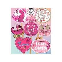 Pembe Kız Bebek Baby Shower Konuşma Balonu Seti 8 Adet Büyük Boy