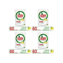 Fairy Hepsi Bir Arada Limon Kokulu Bulaşık Makinesi Deterjanı 4 x 60 Tablet