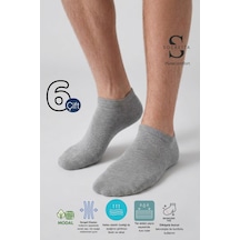 Socketta 6'lı Gri Erkek Modal Dikişsiz Esnek Patik Çorap - Premium Gri