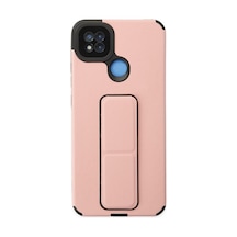 Xiaomi Redmi 9c Uyumlu Kılıf Mega Standlı Silikon - Pudra