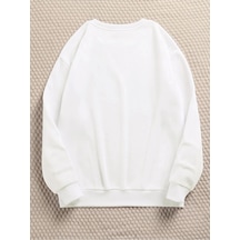 Startmore Ördek Renkli Oversize Bisiklet Yaka Pamuklu Sweatshirt Beyaz Beyaz