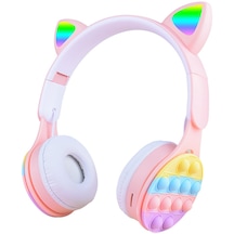 B30 RGB Led Işıklı Kedi Kulağı Band Tasarımı Kulak Üstü Bluetooth Kulaklık