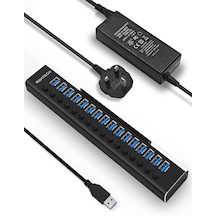 Alüminyum 16 Port Usb 3.0 Data Hub Çoğaltıcı 12w 8.3a Tr Adaptör