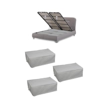 3 Adet Kapitone Desenli Çekyat-baza Altı Hurç 60x40x22 Beyaz Tela 40 X 60 Beyaz Tr Diğer