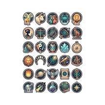 30 Adet Estetik Kozmik Astroloji Sticker Seti - Laptop Defter Telefon Çok Renkli