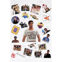 Friends Dizisi Sticker Telefon Laptop Bullet Journal Yapışkanlı Folyo Sticker Paketi 22 Adet Çok Renkli