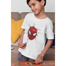 Sevbano Spider-man Kahraman Baskılı Unisex Örümcek Adam Film Çocuk Tişört Beyaz