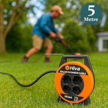 Makaralı Seyyar Kablo, 3x1,5 Mm², Dayanıklı Uzatma Kablosu, Dörtlü Prizli, İç Mekan, Dış Mekan Kullanımına Uygun, Endüstriyel Tip, Taşınabilir Enerji Dağıtım Tamburu 5 M