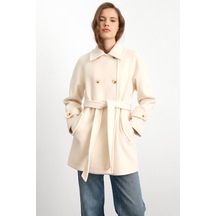 Olcay Reglan Kol Kruvaze Kısa Kaban Ekru 3150