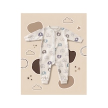 Minory Baby - Patikli Bebek Tulumu Fil Motifli Bej Bej