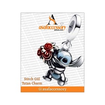 Stitch Gül Tutan Charm Gümüş
