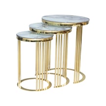 Brc C Zigon Model Beyaz Mermer Temper Cam Metal Transmisyon Çelik Altın Renk Kaplama Ayak El Yapım