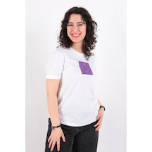Only Beyaz Onllotta Tee Baskılı Kadın T-shirt - 15339251 001