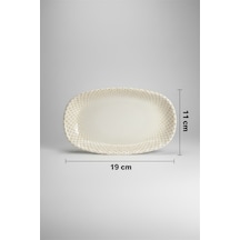 12'li Valencia Oval Kayık Tabak 19cm Dijital Punto Rinart Krem