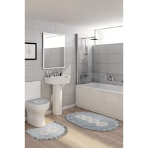 Queen Oval Nakişli 3 Lü Set gri