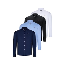 Dörtlü Set G674 Dewberry Erkek Gömlek-siyah-beyaz-lacivert-bebe Mavi Siyah-beyaz-lacivert-bebe Mavi
