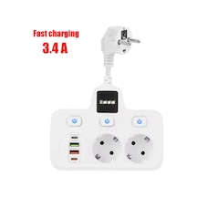 Vtn-503 Akım Korumalı Duvar Tipi Priz 2x Usb 2x Priz Typce 20w Diğer