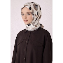 Belli Tivil Saf İpek Eşarp 4040 - 81 Beyaz Çiçek Desen beyaz
