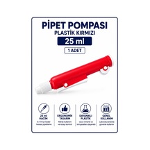 Pipet Pompası Plastik Kırmızı 25 Ml - 1 Adet