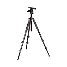Manfrotto Kiti Alüminyum 3 Yollu Başlı 3 Bölümlü Tripod, Profesyonel Fotoğraf Aksesuarları Kiti, Kamera Kafalı Standart