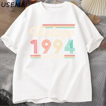 Flood Of Style 30 Yaşındaki Hediyeler T-shirt Erkekler Pamuk Kısa Kollu Tshirt Doğan 1994 Vintage 30th Doğum Beyaz