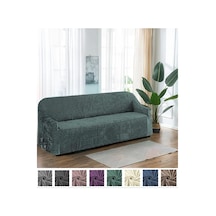 StarMall Kadife Koltuk Örtüsü Esnek, Lastikli Yıkanabilir 3 Kişilik Bir AdetYeşil