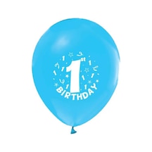 Balon baskılı 12 inc 1+1 happy birthday 1 yaş mavi pk:100